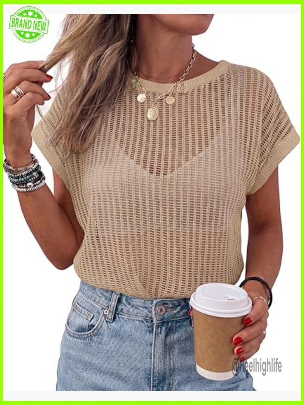 Crochet Mesh Top Cover Up Lightweight Summer Beach Sweater Women's